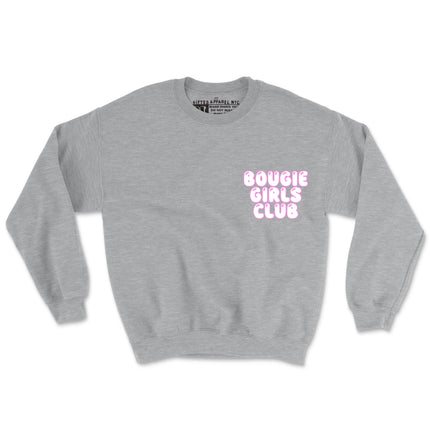 BOUGIE GIRLS CLUB WHITE PUFF & PINK DESIGN 🔥 (UNISEX FIT-CREWNECK) 50% OFF SALE OR GET 2 FOR $40. SALE ENDS SOON